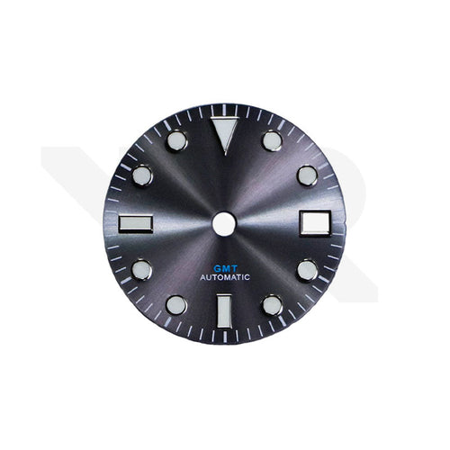 GMT Gray Sunburst Dial for Seiko NH34 Mod: YM Style Silver Indices