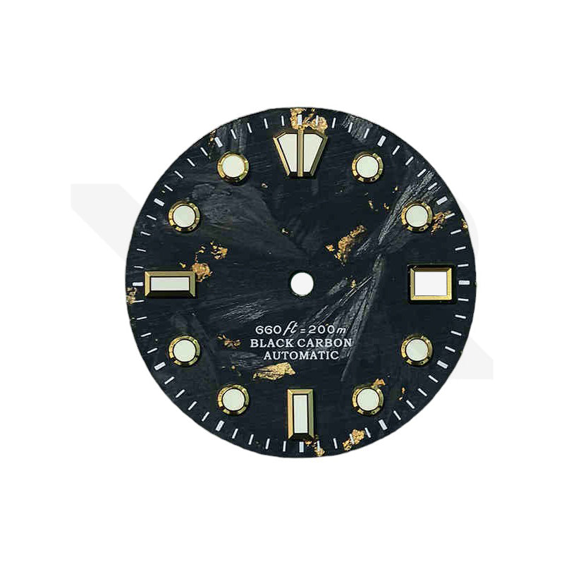 Carbon Fiber Dial for Seiko Mod - Gold Foil