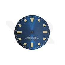 Load image into Gallery viewer, Pelagos No-Date GMT Thick Lume Indices Dial for Seiko NH34 Mod: Sunburst Blue