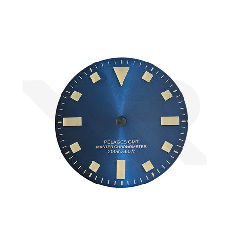 Pelagos No-Date GMT Thick Lume Indices Dial for Seiko NH34 Mod: Sunburst Blue