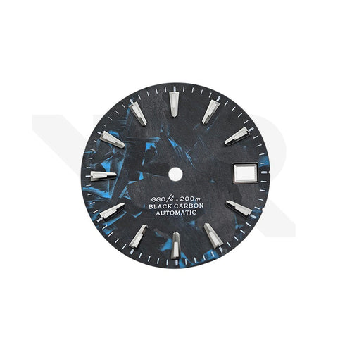 Carbon Fiber Dial for Seiko Mod - GS Style Silver Indices