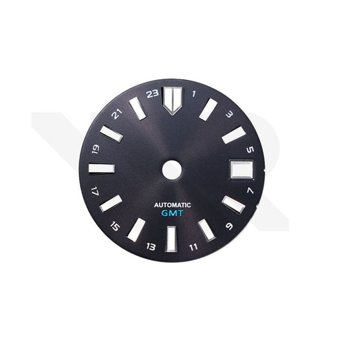 GMT Sunburst Black Dial for Seiko NH34 Mod: Silver GS Diver Indices