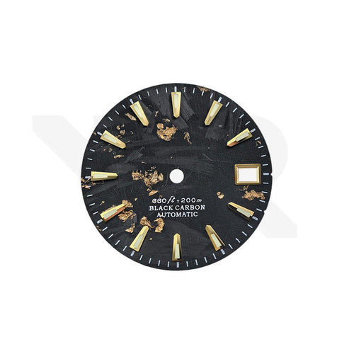 Gold Foil Carbon Fiber Dial for Seiko Mod - Seiko Style Gold Indices