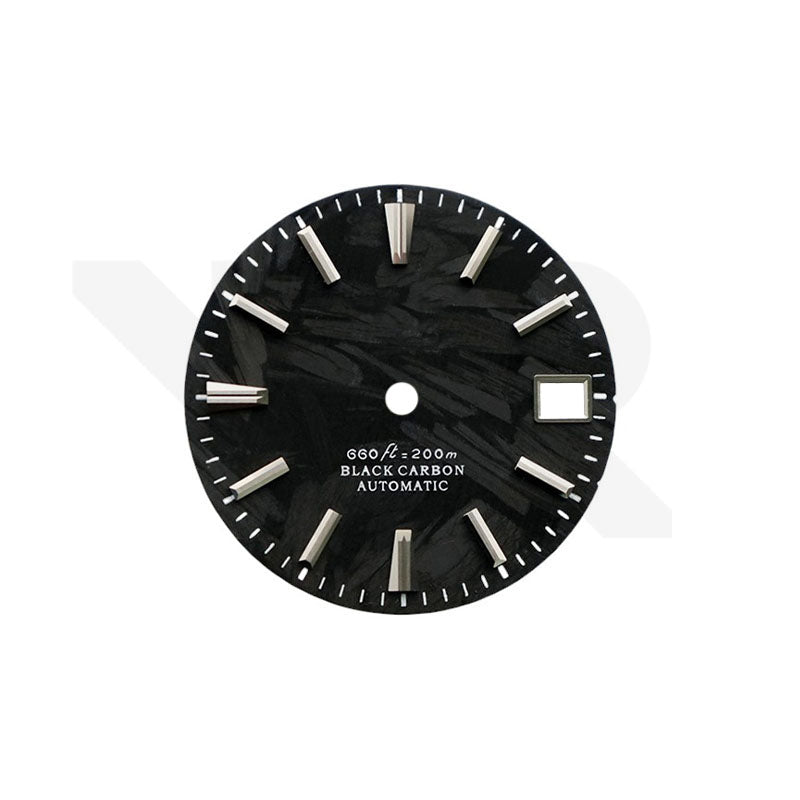 Carbon Fiber Dial for Seiko Mod: Silver GS Indices