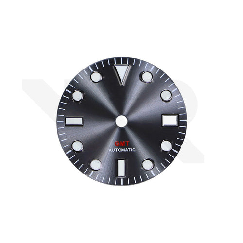 GMT Gray Sunburst Dial for Seiko NH34 Mod: Sub Style Silver Indices