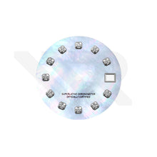 Load image into Gallery viewer, Date Just Style Mother of Pearl Dial with Zirconia Indices for Seiko Mod: White MOP Without Minute Marker