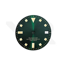 Load image into Gallery viewer, Pelagos Date GMT Thick Lume Indices Dial for Seiko NH34 Mod: Sunburst Green