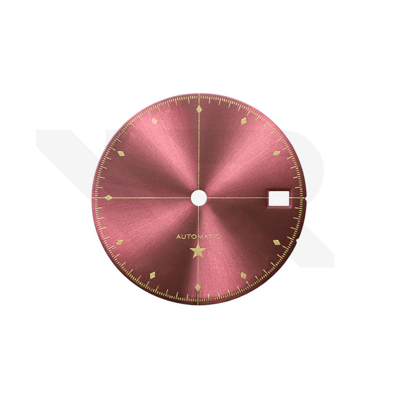 Simplicity Sunburst Dial for Seiko Mod: Metallic Rose with Gold Printing