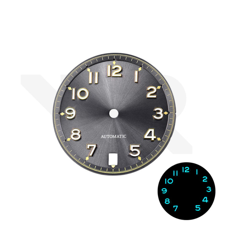 Sunburst Pilot Dial for Seiko Mod: Gray with Gold Indices