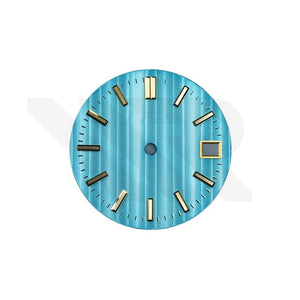 Grooved Stripe Dial for Seiko Mod - Light Blue/Gold Indices