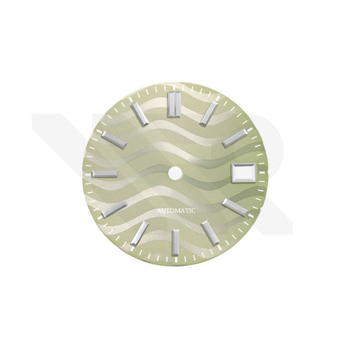 Light Olive Gold Wavy Sunburst Dial for Seiko Mod: GS Style Silver Indices