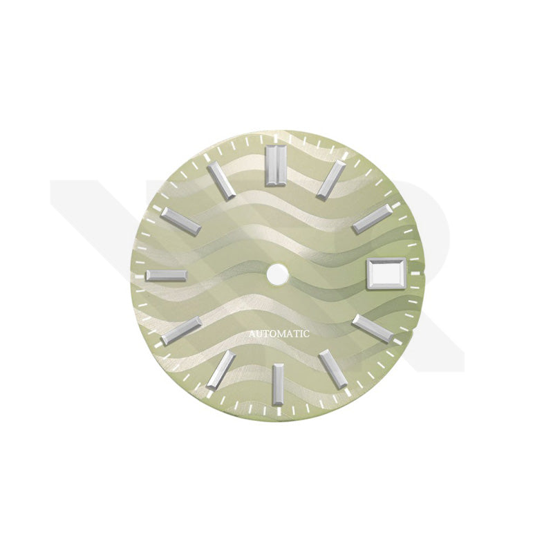 Light Olive Gold Wavy Sunburst Dial for Seiko Mod: GS Style Silver Indices