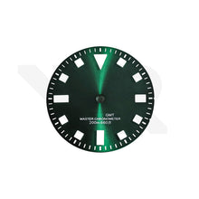 Load image into Gallery viewer, Pelagos Date GMT Thick Lume Indices Dial for NH34 Seiko Mod: Sunburst Green