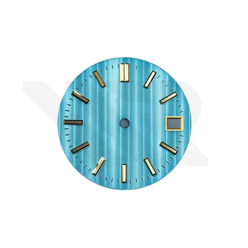 Cotes de Geneve Style Dial for Seiko Mod - Light Blue GS Style Gold Indices