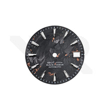 Load image into Gallery viewer, Rose Gold Foil Carbon Fiber Dial for Seiko Mod - Seiko Style Silver Indices