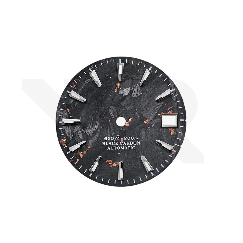 Rose Gold Foil Carbon Fiber Dial for Seiko Mod - Seiko Style Silver Indices