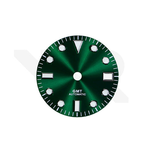 GMT Green Sunburst Dial for Seiko NH34 Mod: Sub Style Silver Indices