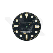 Load image into Gallery viewer, Gold Foil Carbon Fiber Dial for Seiko NH34 GMT Mod - Black Dial Gold GMT