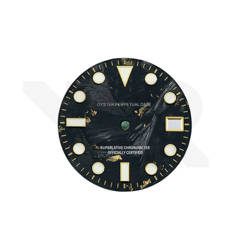 Gold Foil Carbon Fiber Dial for Seiko NH34 GMT Mod - Black Dial Gold GMT