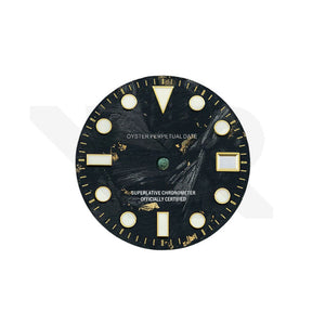 Gold Foil Carbon Fiber Dial for Seiko NH34 GMT Mod - Black Dial Gold GMT