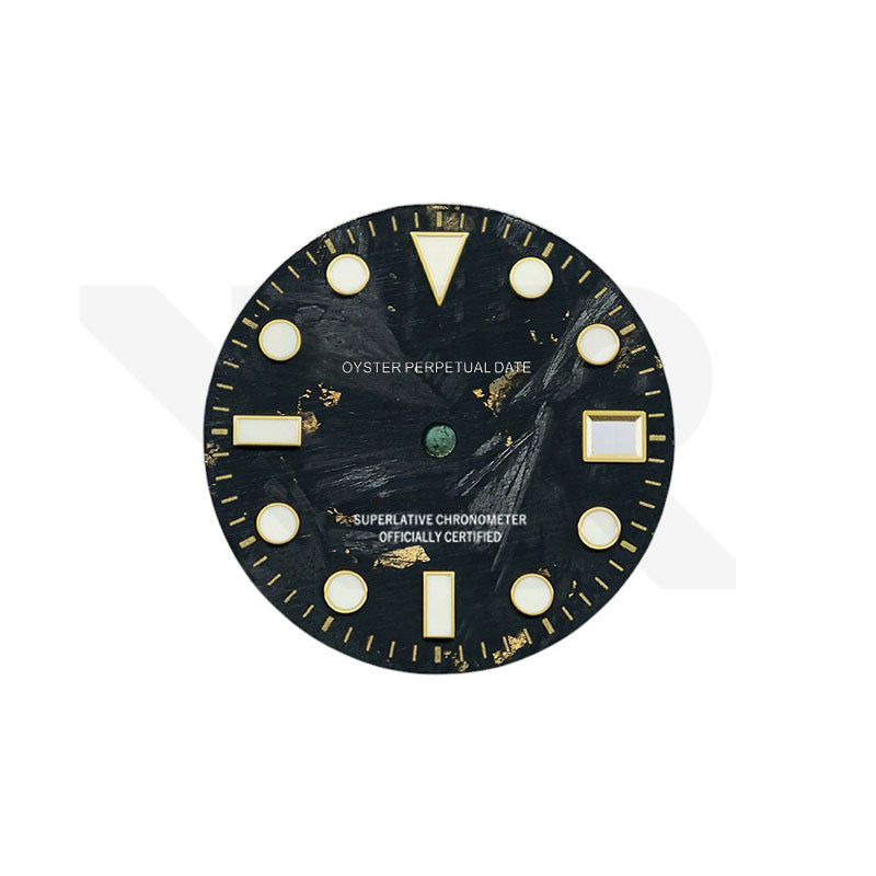 Gold Foil Carbon Fiber Dial for Seiko NH34 GMT Mod - Black Dial Gold GMT