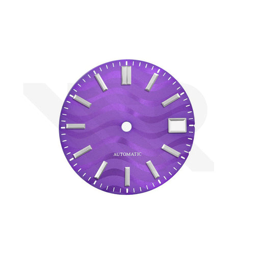 Purple Wavy Sunburst Dial for Seiko Mod: GS Style Silver Indices