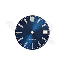 Load image into Gallery viewer, Textured Metallic Sunburst Dial for Seiko Mod: Navy Blue Dial GS Indices