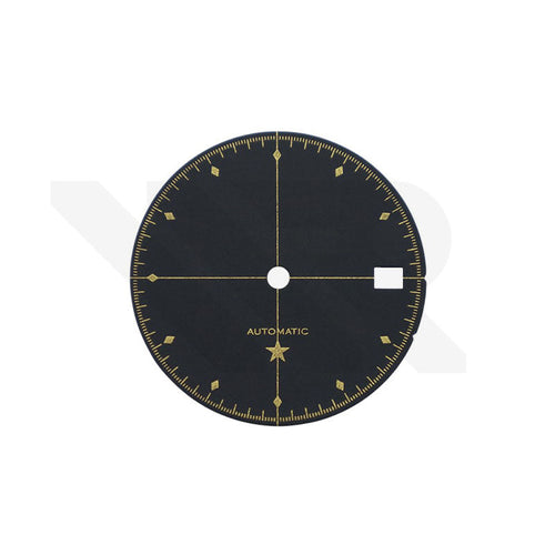 Simplicity Dial for Seiko Mod: Matte Black with Gold Printing