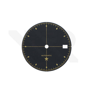 Simplicity Dial for Seiko Mod: Matte Black with Gold Printing