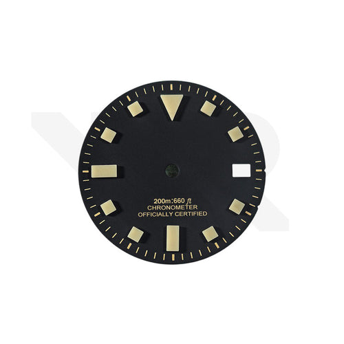 Pelagos Date Thick Lume Indices Dial for Seiko Mod: Matte Black Gold Tone
