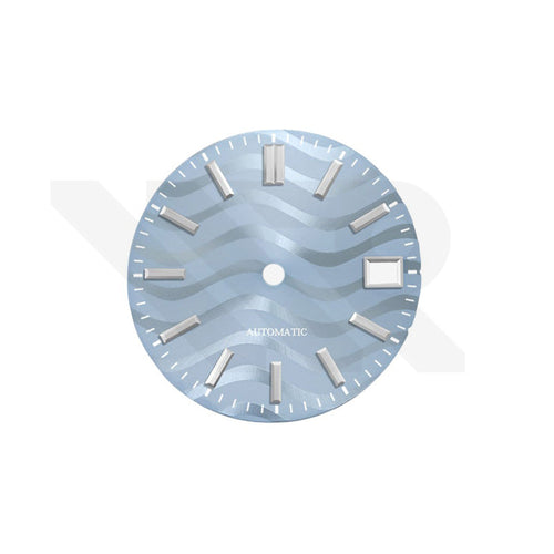 Icy Blue Wavy Sunburst Dial for Seiko Mod: GS Style Silver Indices