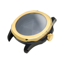 Load image into Gallery viewer, Nautilus Brushed Case Set for Seiko Mod: Two-Tone Black Gold