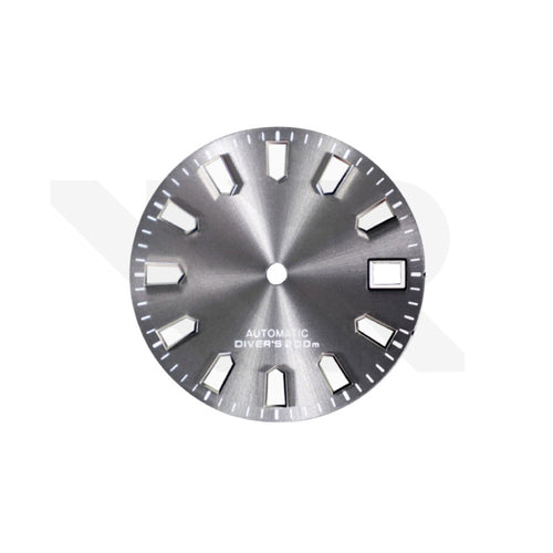Gray Sunburst Dial for Seiko Mod: Silver Trapezoid Indices