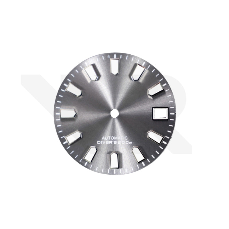 Gray Sunburst Dial for Seiko Mod: Silver Trapezoid Indices
