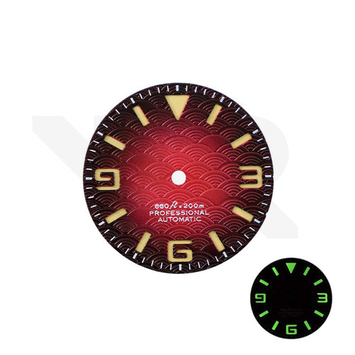 Seigaiha Japanese Wave Dial for Seiko Mod: Fume Red