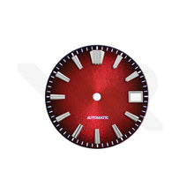 Load image into Gallery viewer, Textured Metallic Sunburst Dial for Seiko Mod: Gradient Red Dial GS Indices