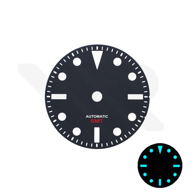 Retro GMT Dial for Seiko NH34 Mod: Matte Black No Date