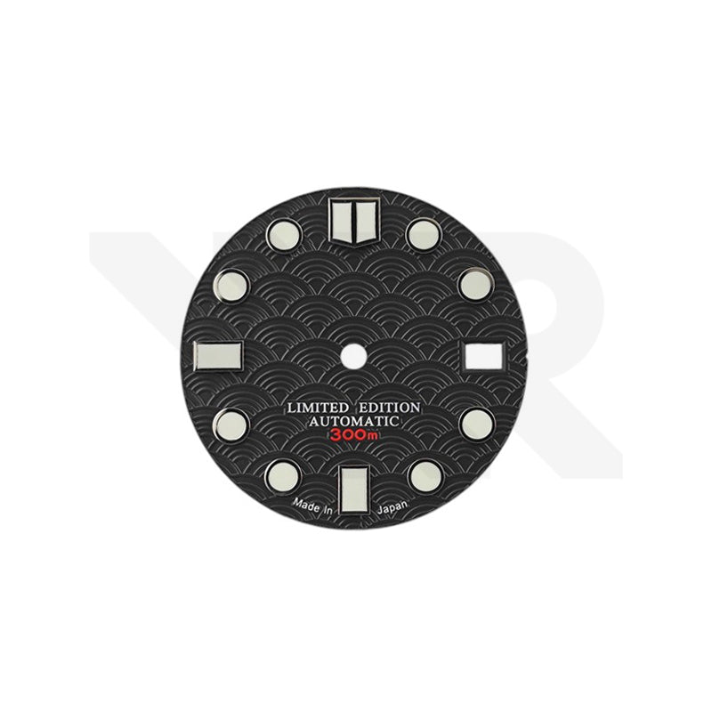 Seigaiha Wave Dial for Seiko Mod Black/Red WR Watches