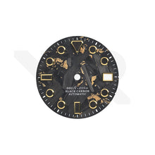 Load image into Gallery viewer, Gold Foil Carbon Fiber Dial for Seiko Mod - GS Style Indices Black Luminous