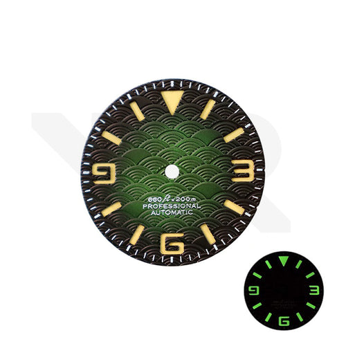 Seigaiha Japanese Wave Dial for Seiko Mod: Fume Green