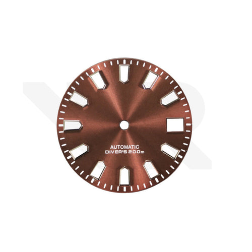 Brown Sunburst Dial for Seiko Mod: Silver Trapezoid Indices