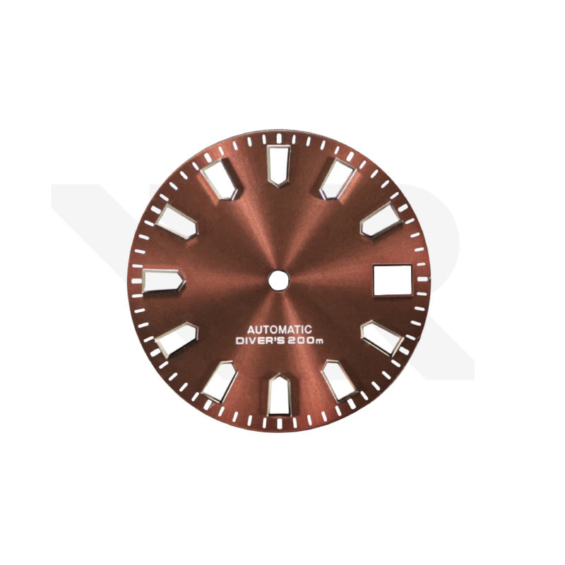 Brown Sunburst Dial for Seiko Mod: Silver Trapezoid Indices
