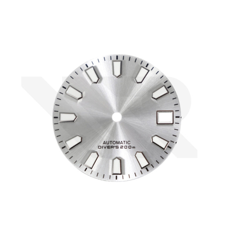 Silver Sunburst Dial for Seiko Mod: Silver Trapezoid Indices