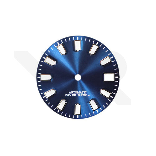 Navy Sunburst Dial for Seiko Mod: Silver Trapezoid Indices