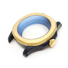 Load image into Gallery viewer, Nautilus Sandblasted Case Set for Seiko Mod: Two-Tone Black Gold