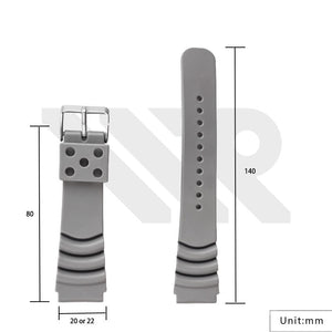 GL381 Style Rubber Strap  for SKX/SRPD - Grey (Silver Buckle)