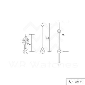 Mercedes Watch Hands for Casio MDV Mod: Black w Yellow