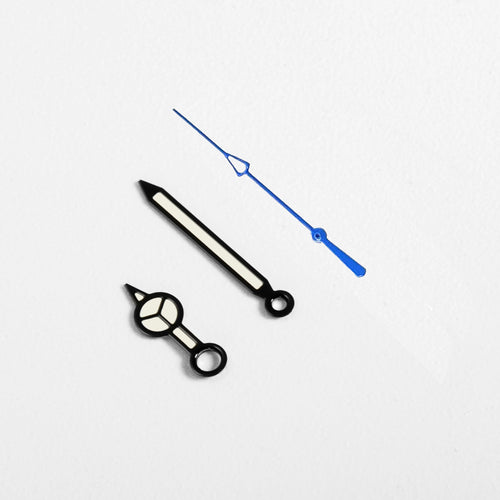 Mercedes Watch Hands for Casio MDV Mod: Black w Blue (Cathedral)