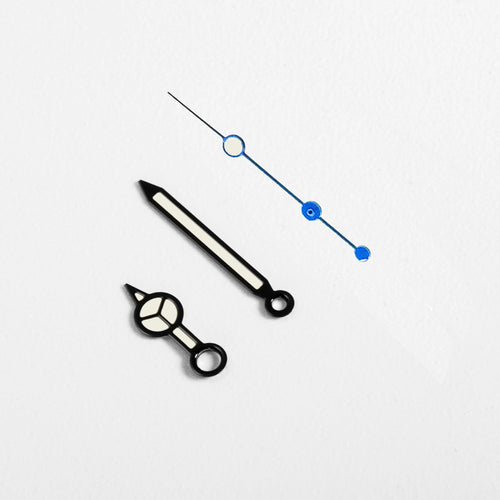 Mercedes Watch Hands for Casio MDV Mod: Black w Blue