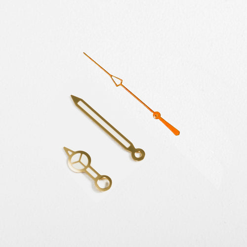 Mercedes Watch Hands for Casio MDV Mod: Gold w Orange (Cathedral)